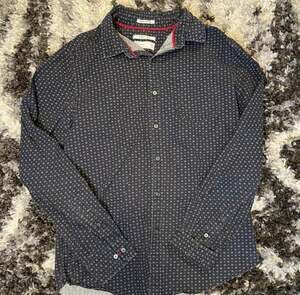 Cactus New York Slim Fit Premium Cotton Navy Ornate Polka Dot Shirt